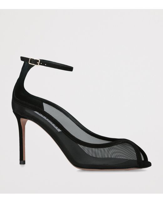 Aquazzura Black Mesh Love Affair Pumps 85
