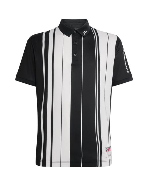 J.Lindeberg Black 30Y Tour Tech Stripe Polo Shirt for men