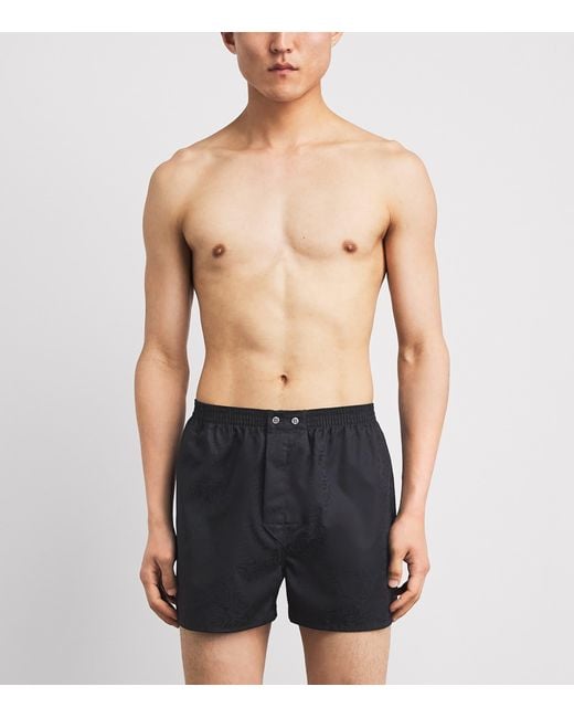 Derek Rose Blue Cotton Jacquard Boxer Shorts for men