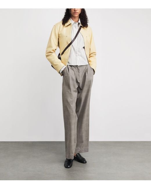 Maje Gray Wool-Blend Check Tailored Trousers