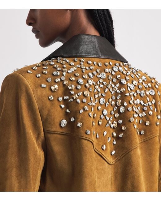 Veronica Beard Brown Suede Embellished Shannon Jacket