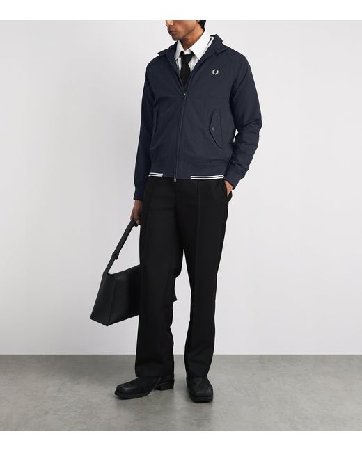 Fred Perry Blue Crinkle Harrington Jacket for men