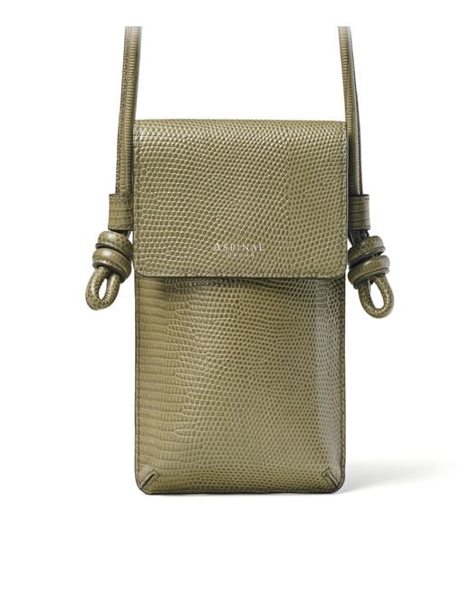 Aspinal Green Leather Ella Phone Pouch