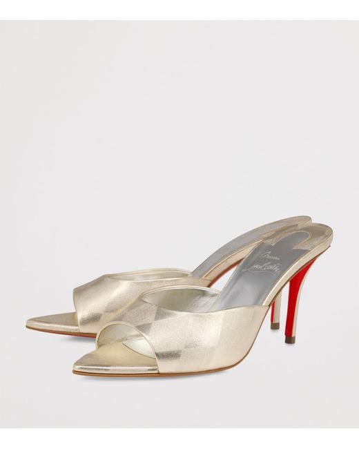 Christian Louboutin Natural Miss Z Laminated Nappa Leather Mules 80