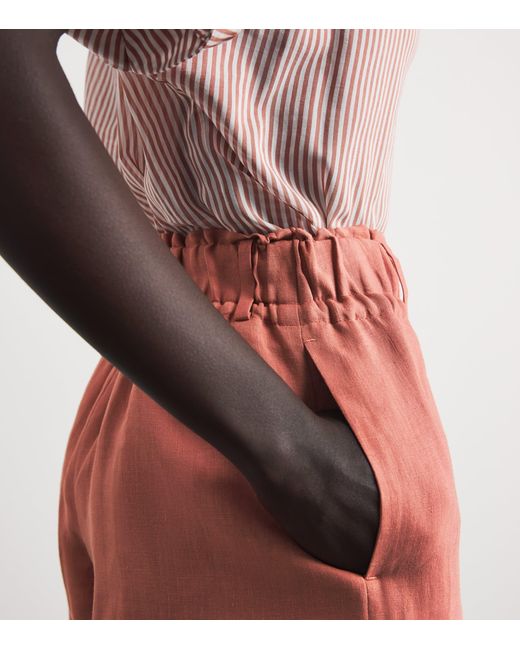 Eleventy Red Linen Drawstring Shorts