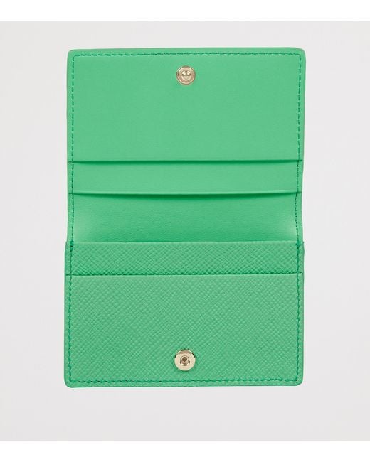 Smythson Green Leather Panama Folded Card Holder