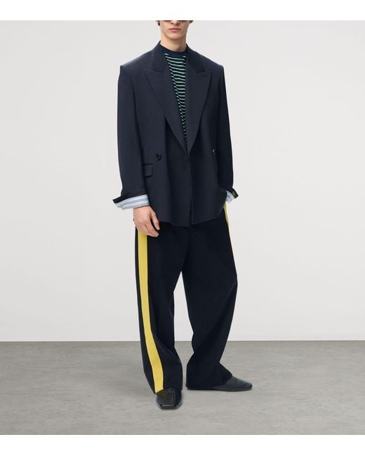 Loewe Blue Wool-Blend Stripe Trousers for men