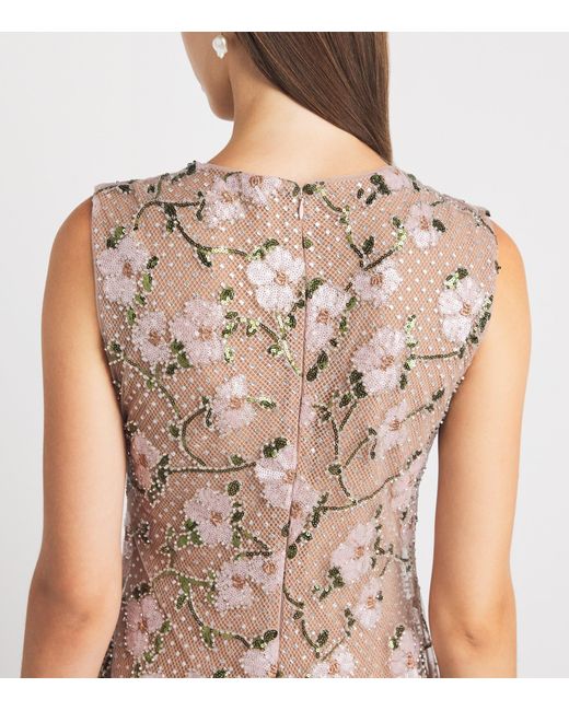 Self-Portrait Natural Sequin-Embellished Rhinestone Maxi Dress