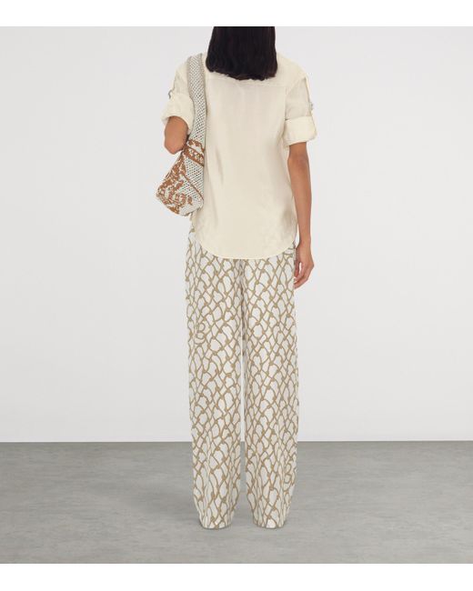 Burberry Natural Silk Knot Print Trousers