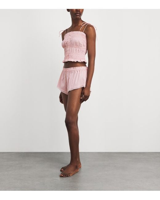 Skims Pink Cotton-Blend Poplin Apparel Cami Top