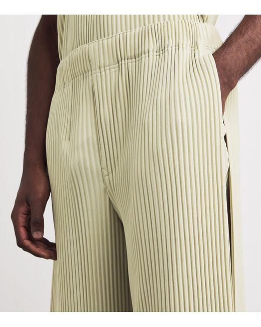 Homme Plissé Issey Miyake Green Pleated Wide-Leg Trousers for men