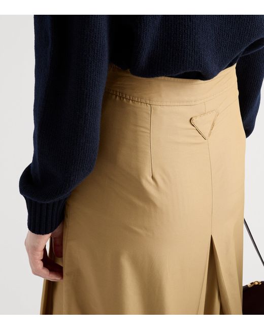Prada Natural Technical Pleated Midi Skirt