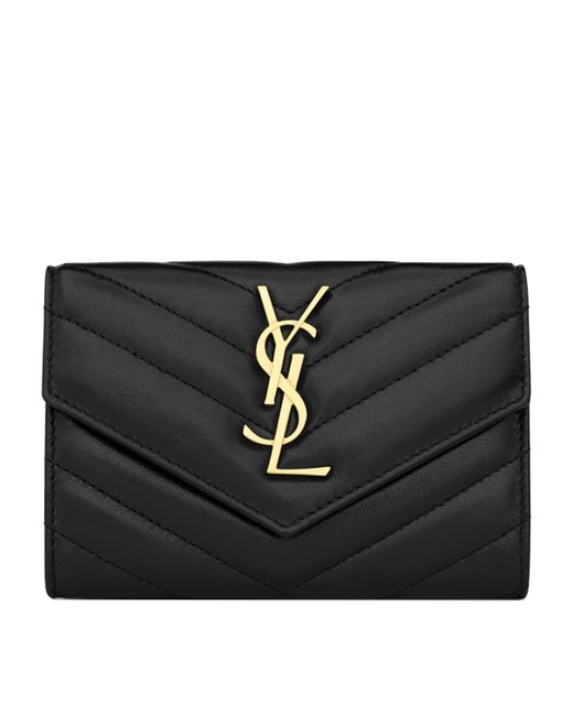 Saint Laurent Black Small Monogram Matelassé Envelope Wallet