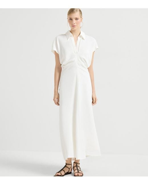 Brunello Cucinelli White Twill Maxi Dress