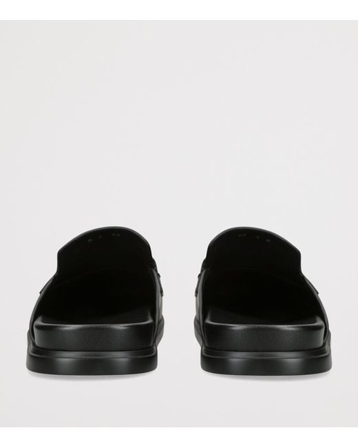 Ferragamo Black Leather Gancini Mules for men