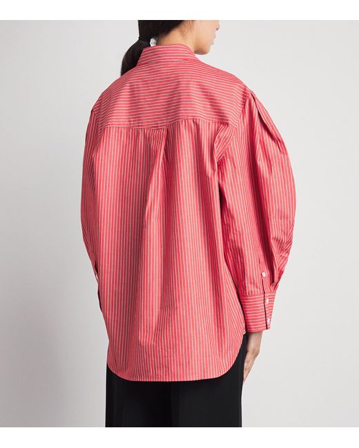 Ganni Pink Cotton Stripe Oxford Shirt