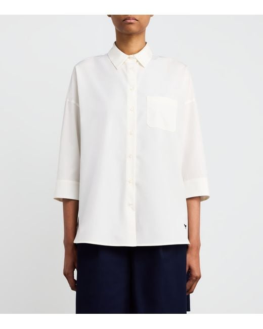 Weekend by Maxmara White Cotton Poplin Flared Shirt