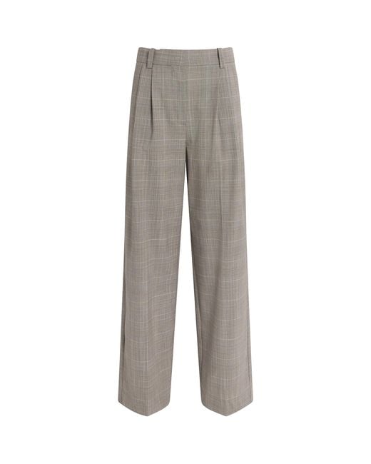 Maje Gray Wool-Blend Check Tailored Trousers