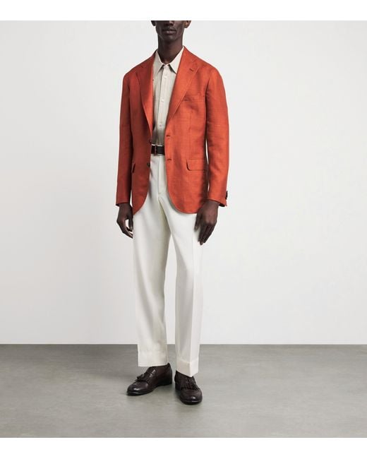 Brioni Red Silk-Cashmere-Linen Blazer for men