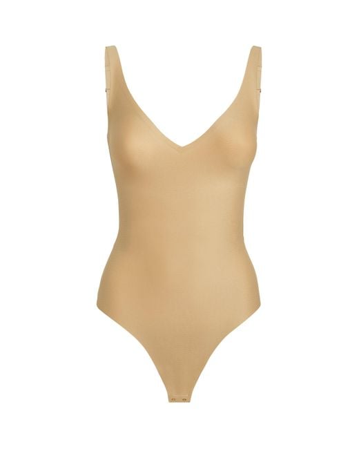 Skims White Plunge Bodysuit