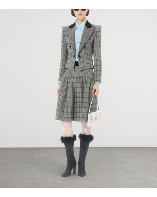Valentino Gray Wool Jacket With Check Pattern