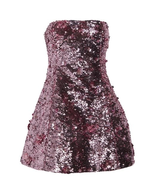Jonathan Simkhai Purple Sequin Arta Bustier Mini Dress