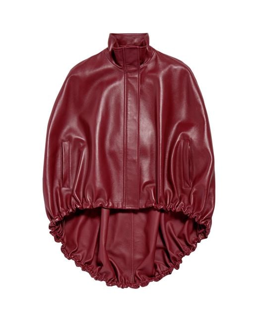 Balenciaga Red Leather Double-Layer Cape