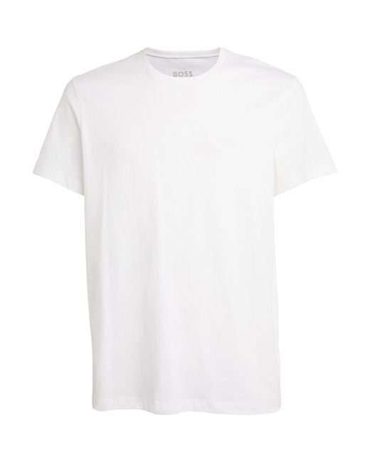 Boss White Cotton Embroidered T-shirt (pack Of 2) for men