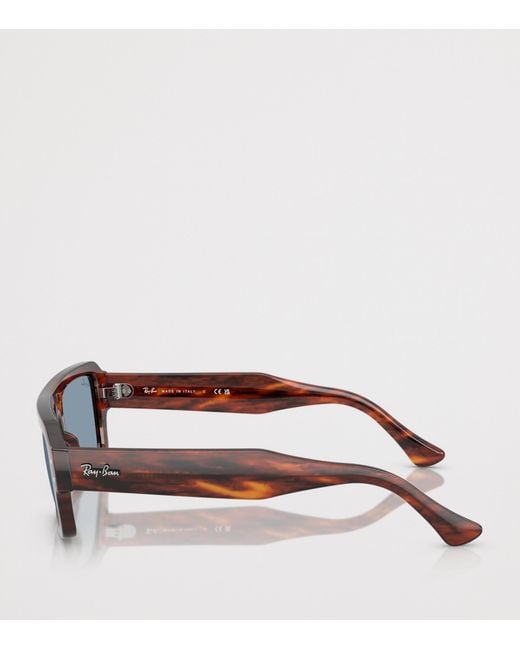 Ray-Ban Blue Tortoiseshell Flacko Rectangular Sunglasses
