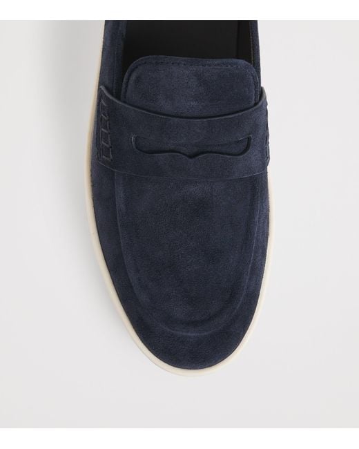Canali Blue Suede Penny Loafers for men