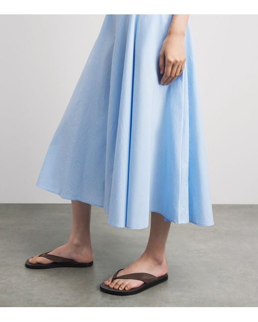 Polo Ralph Lauren Blue Cotton Panelled Midi Dress