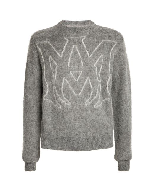 Amiri Gray Mohair-blend Logo Sweater
