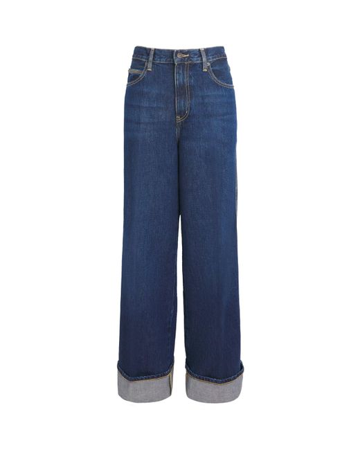 FRAME Blue The Cuffed Wide-Leg Jeans