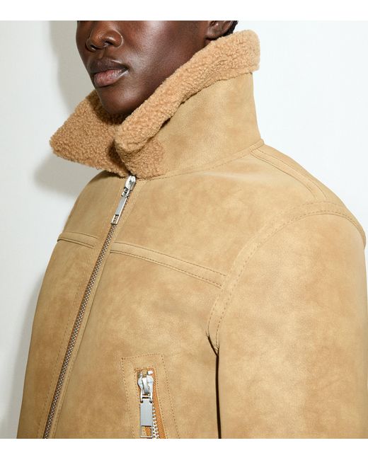 MAX&Co. Brown Faux Shearling Collar Aviator Coat