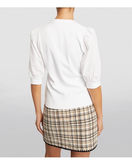 Veronica Beard White Puff-Sleeve Coralee Top