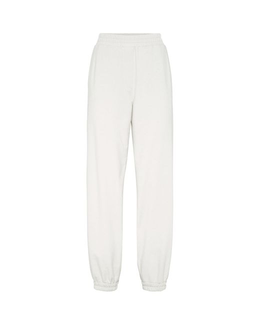 Brunello Cucinelli White Stretch Cotton Sweatpants