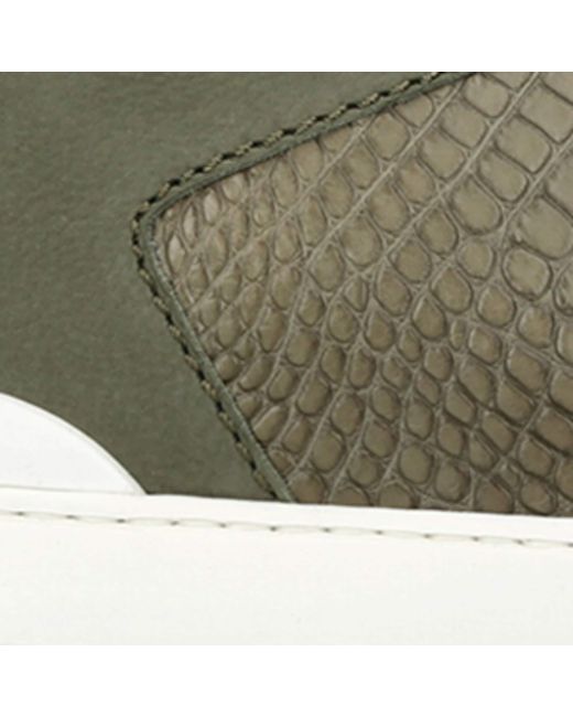 Zegna Green Crocodile Leather Triple Stitch Secondskin Sneakers for men
