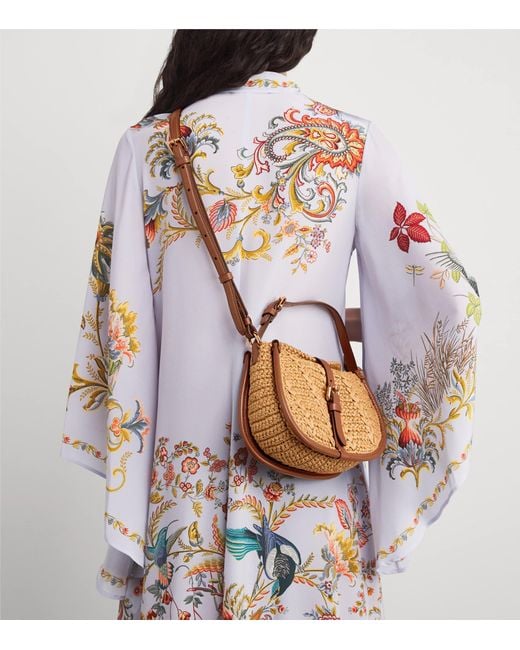 Etro Brown Raffia Pony Cross-Body Bag