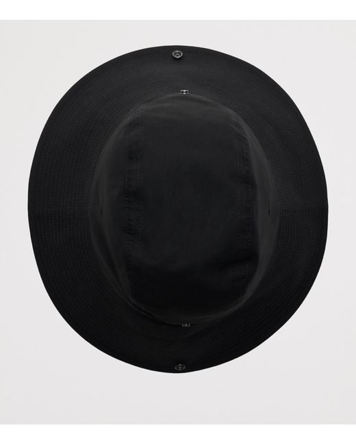 Burberry Black Cotton Gabardine Check Brim Hat for men