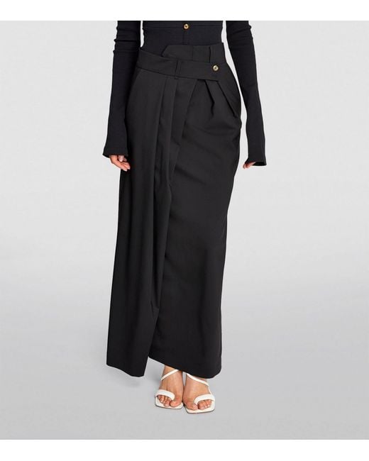 A.W.A.K.E. MODE Black Wool Deconstructed Trouser Skirt