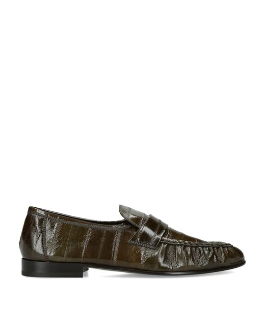 The Row Green Soft Eel Loafers for men