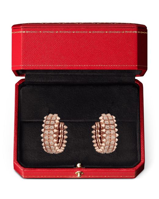 Cartier Metallic Rose Gold And Diamond Clash De Earrings