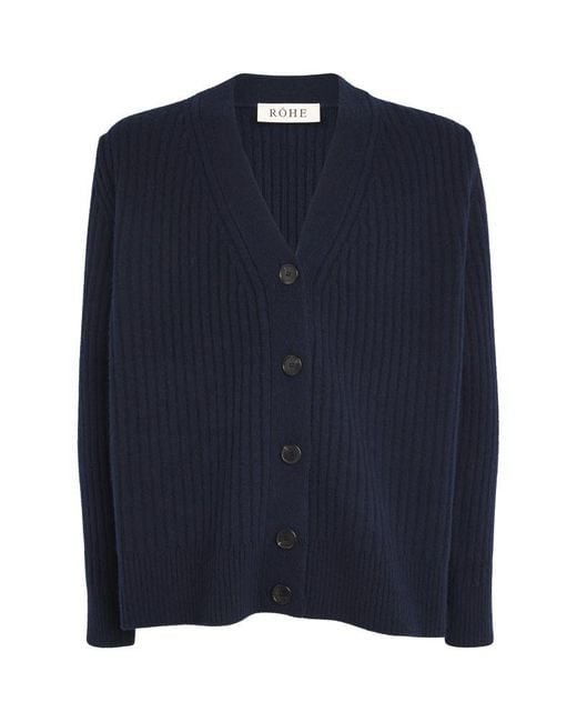 Rohe Blue Wool Ribbed Cardigan for men