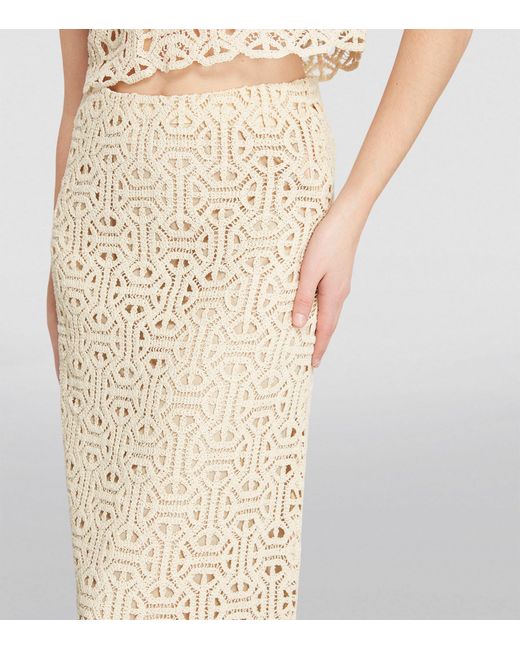 MAX&Co. Natural Lace-detail Midi Skirt