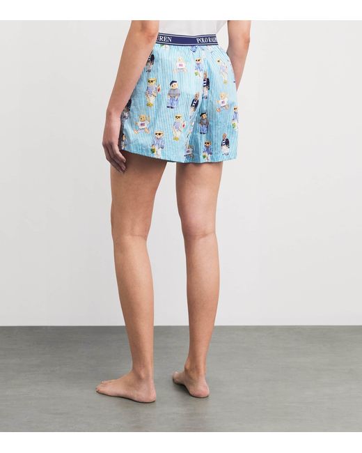 Polo Ralph Lauren Blue Cotton Polo Bear Logo Pyjama Shorts