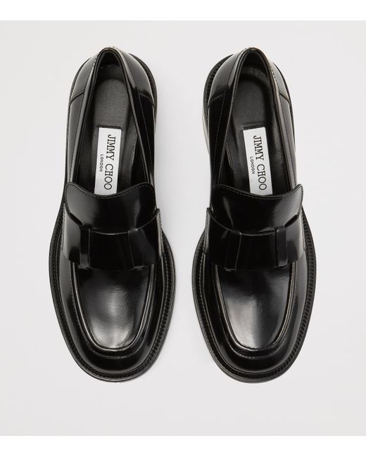 Jimmy Choo Black Tylor 60 Leather Heeled Loafers
