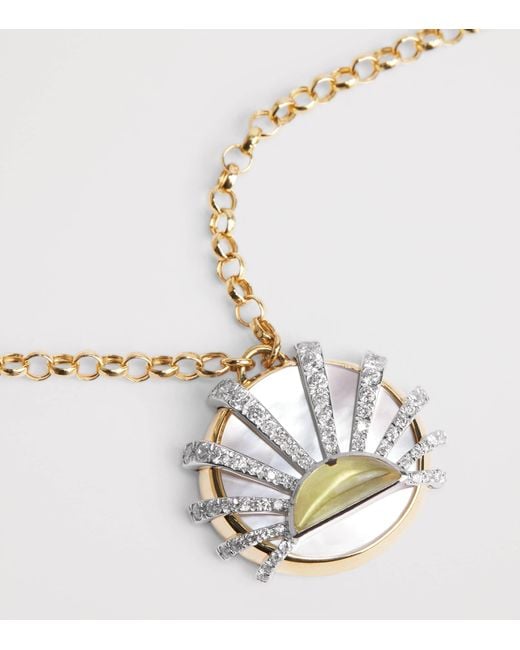 L'Atelier Nawbar Metallic Diamond, Citrine And Pearl N*93 Sun Dawn Necklace