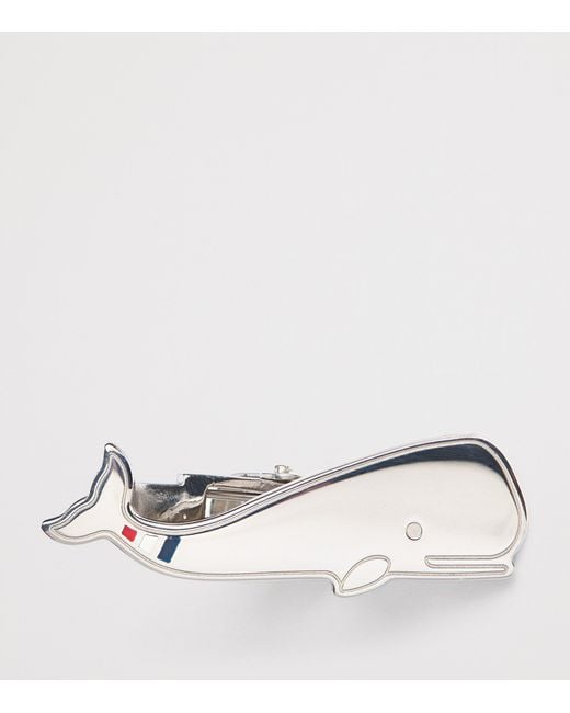 Thom Browne Black Sterling Whale Tie Bar for men