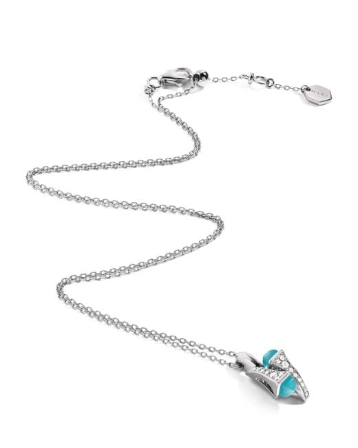 Marli New York White Diamond And Chalcedony Cleo Pendant Necklace