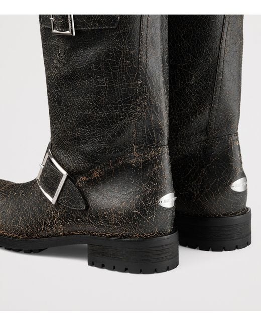 Jimmy Choo Black Leather Biker Boots